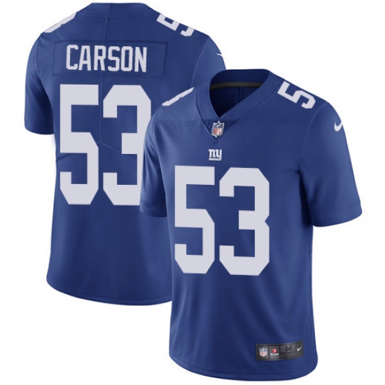 Men's Nike New York Giants 53 Harry Carson Royal Blue Team Color Vapor Untouchable Limited Player NFL Jersey