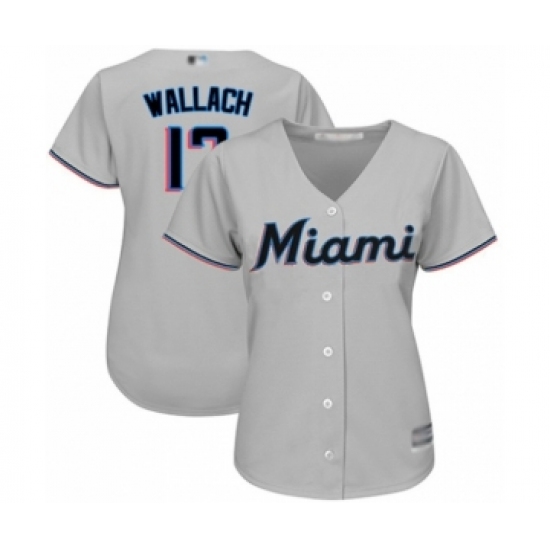 Women's Miami Marlins 17 Chad Wallach Authentic Grey Road Cool Base Baseball Player Jersey