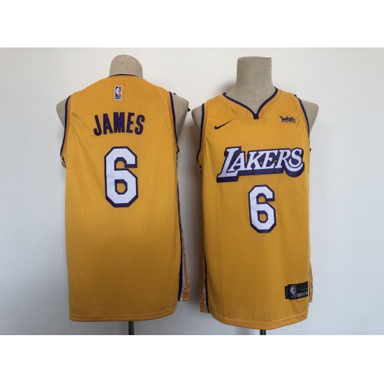 Men's Nike Los Angeles Lakers 6 LeBron James Yellow City Swingman Association Edition Jersey