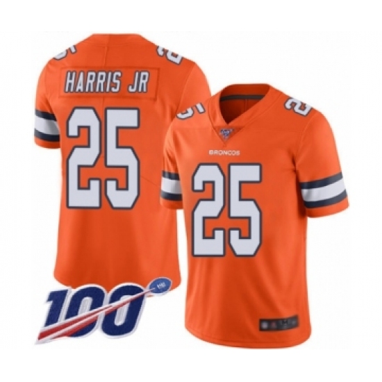 Men's Denver Broncos 25 Chris Harris Jr Limited Orange Rush Vapor Untouchable 100th Season Football Jersey