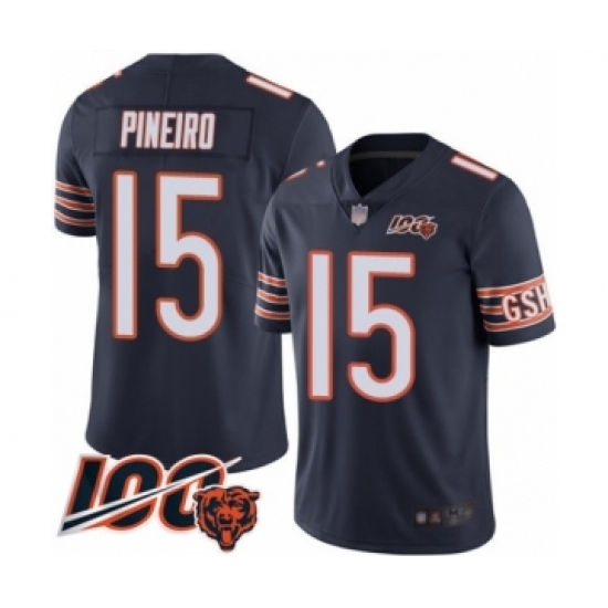 Youth Chicago Bears 15 Eddy Pineiro Navy Blue Team Color 100th Season Limited Football Jersey