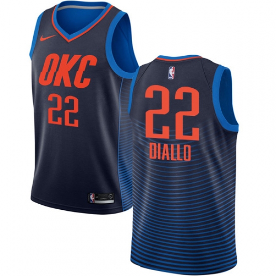 Men's Nike Oklahoma City Thunder 22 Hamidou Diallo Swingman Navy Blue NBA Jersey Statement Edition