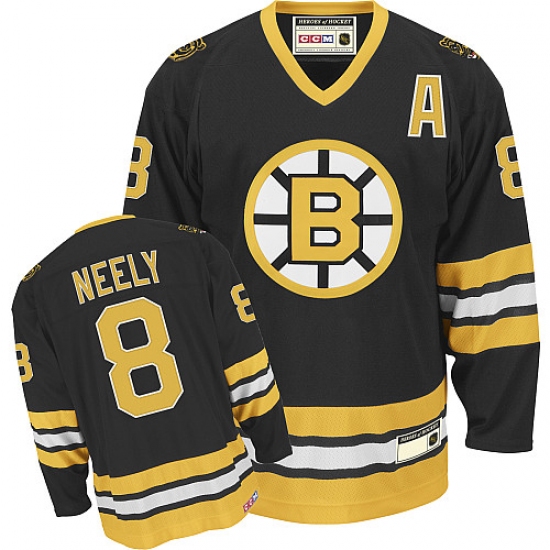 Men's CCM Boston Bruins 8 Cam Neely Authentic Black Throwback NHL Jersey