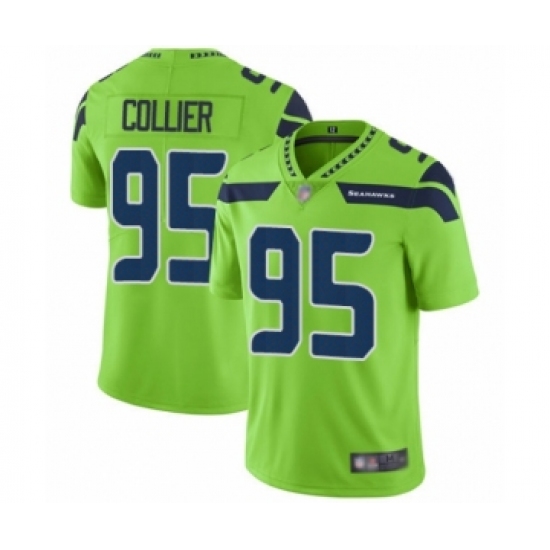 Men's Seattle Seahawks 95 L.J. Collier Elite Green Rush Vapor Untouchable Football Jersey