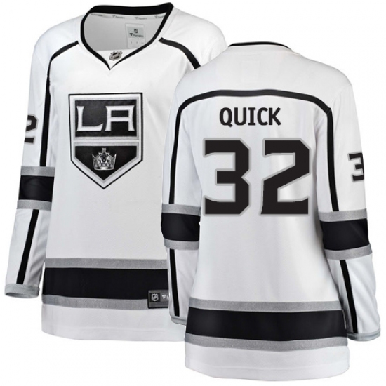 Women's Los Angeles Kings 32 Jonathan Quick Authentic White Away Fanatics Branded Breakaway NHL Jersey