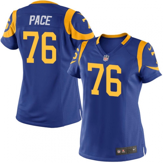 Women's Nike Los Angeles Rams 76 Orlando Pace Game Royal Blue Alternate NFL Jersey