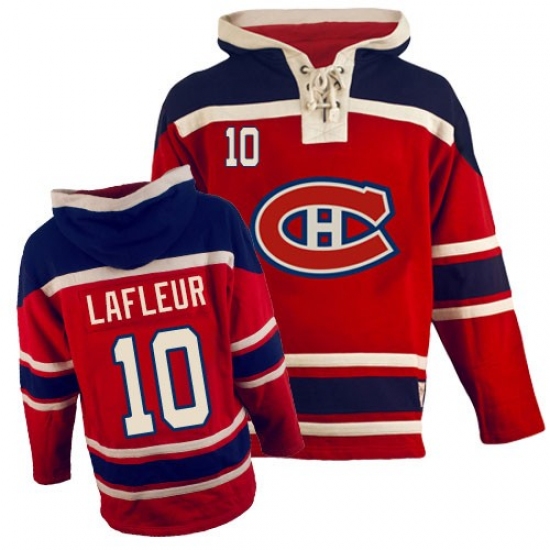 Men's Old Time Hockey Montreal Canadiens 10 Guy Lafleur Authentic Red Sawyer Hooded Sweatshirt NHL Jersey