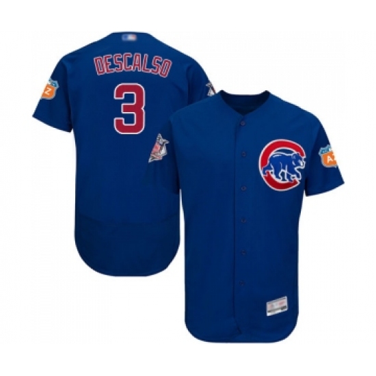 Men's Chicago Cubs 3 Daniel Descalso Royal Blue Alternate Flex Base Authentic Collection Baseball Jersey
