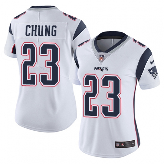 Women's Nike New England Patriots 23 Patrick Chung White Vapor Untouchable Limited Player NFL Jersey