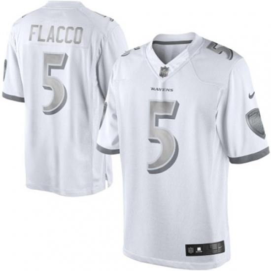 Men's Nike Baltimore Ravens 5 Joe Flacco Limited White Platinum NFL Jersey