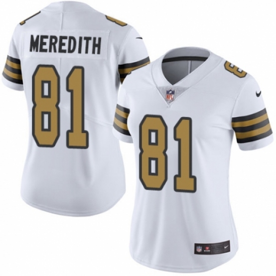 Women's Nike New Orleans Saints 81 Cameron Meredith Limited White Rush Vapor Untouchable NFL Jersey