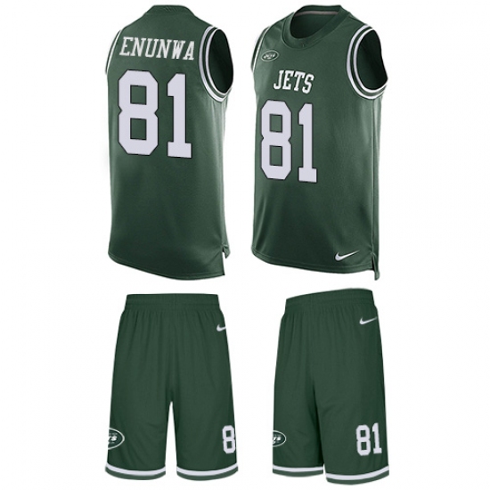 Men's Nike New York Jets 81 Quincy Enunwa Limited Green Tank Top Suit NFL Jersey