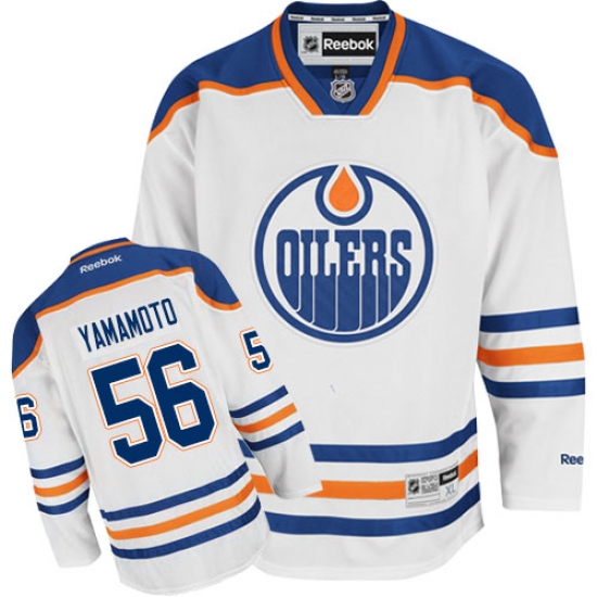 Men's Reebok Edmonton Oilers 56 Kailer Yamamoto Authentic White Away NHL Jersey