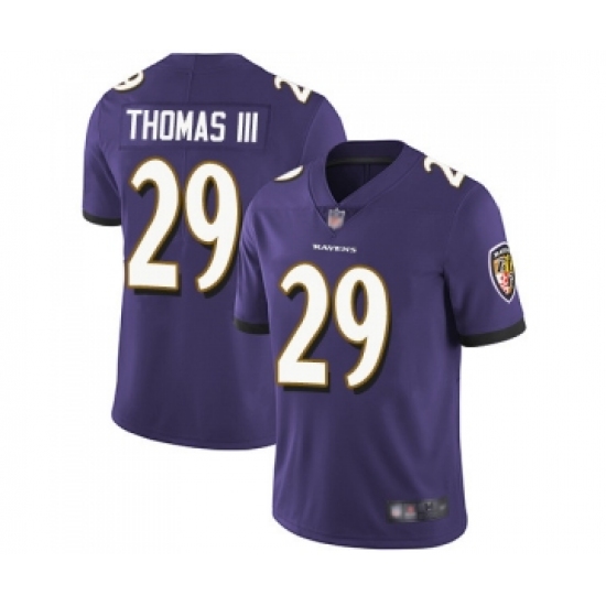 Men's Baltimore Ravens 29 Earl Thomas III Purple Team Color Vapor Untouchable Limited Player Football Jersey