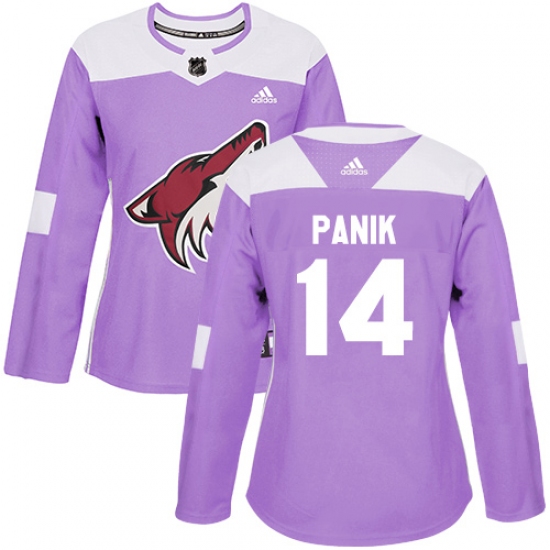 Women's Adidas Arizona Coyotes 14 Richard Panik Authentic Purple Fights Cancer Practice NHL Jersey