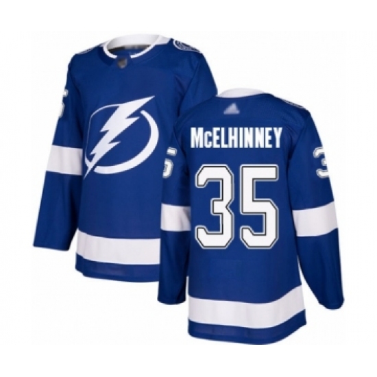 Men's Tampa Bay Lightning 35 Curtis McElhinney Authentic Royal Blue Home Hockey Jersey