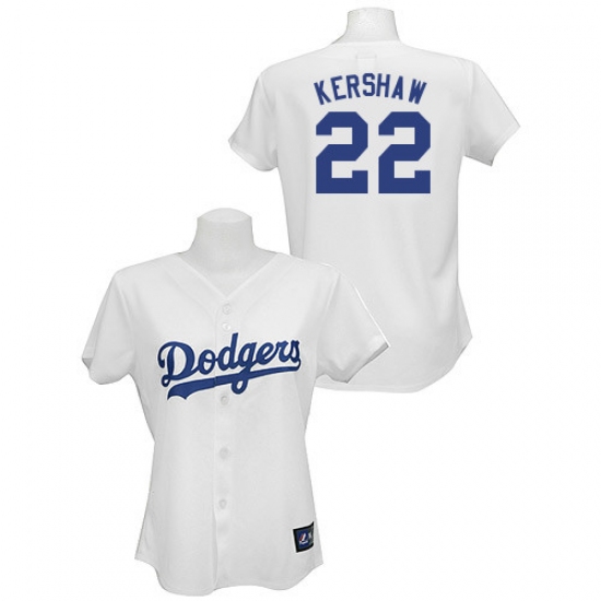 Women's Majestic Los Angeles Dodgers 22 Clayton Kershaw Authentic White MLB Jersey