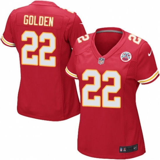 Women's Nike Kansas City Chiefs 22 Robert Golden Game Red Team Color NFL Jersey