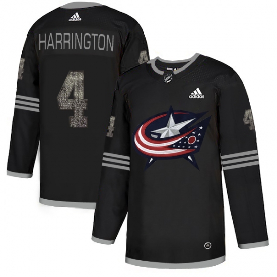 Men's Adidas Columbus Blue Jackets 4 Scott Harrington Black Authentic Classic Stitched NHL Jersey