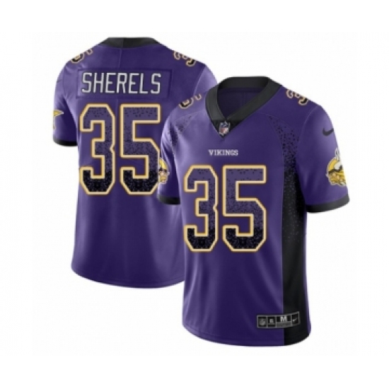 Youth Nike Minnesota Vikings 35 Marcus Sherels Limited Purple Rush Drift Fashion NFL Jersey