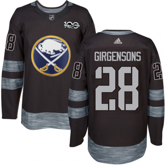 Men's Adidas Buffalo Sabres 28 Zemgus Girgensons Authentic Black 1917-2017 100th Anniversary NHL Jersey