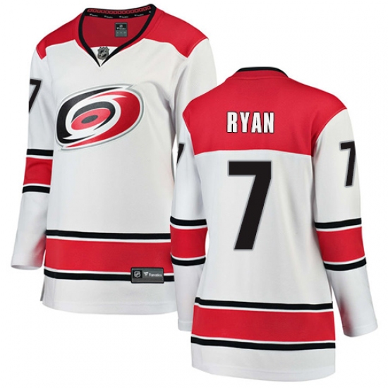 Women's Carolina Hurricanes 7 Derek Ryan Authentic White Away Fanatics Branded Breakaway NHL Jersey