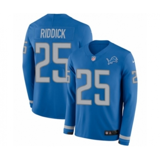 Men's Nike Detroit Lions 25 Theo Riddick Limited Blue Therma Long Sleeve NFL Jersey