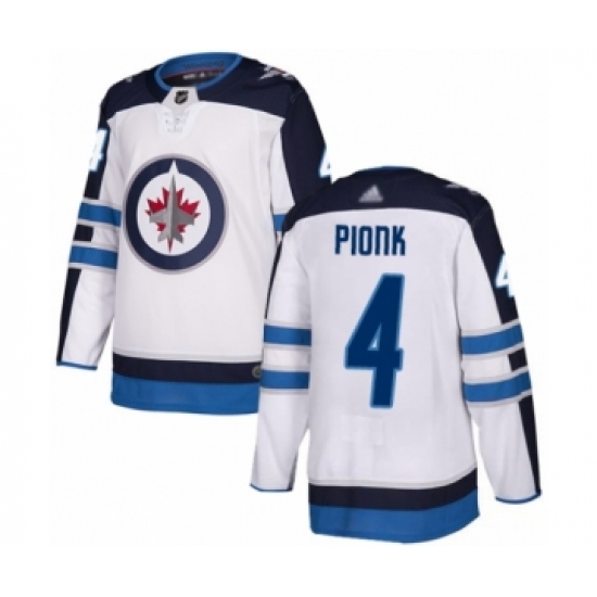 Men's Winnipeg Jets 4 Neal Pionk Authentic White Away Hockey Jersey