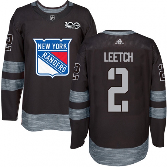 Men's Adidas New York Rangers 2 Brian Leetch Premier Black 1917-2017 100th Anniversary NHL Jersey