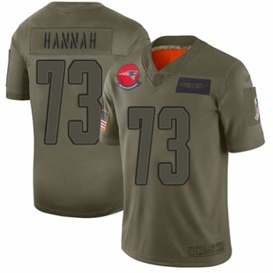 Youth New England Patriots 73 John Hannah Limited Camo 2019 Salute to Service Football Jersey