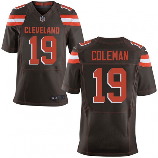 Men's Nike Cleveland Browns 19 Corey Coleman Elite Brown Team Color NFL Jersey