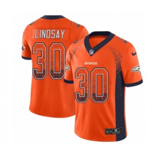 Men's Nike Denver Broncos 30 Phillip Lindsay Limited Orange Rush Drift Fashion NFL Jersey