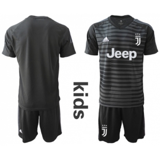 Juventus Blank Black Goalkeeper Kid Soccer Club Jersey