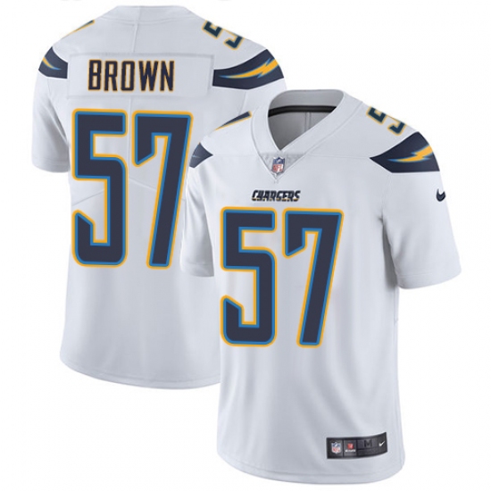 Men's Nike Los Angeles Chargers 57 Jatavis Brown White Vapor Untouchable Limited Player NFL Jersey