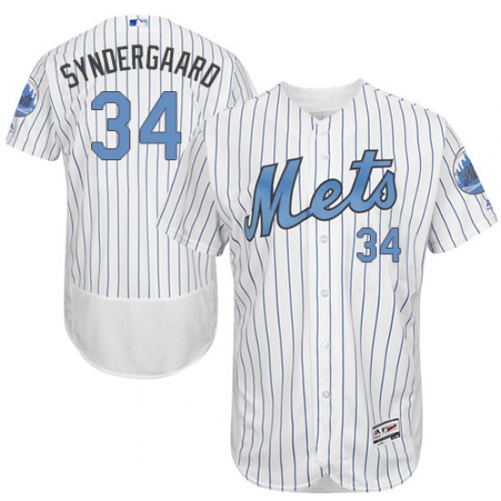 Men's Majestic New York Mets 34 Noah Syndergaard Authentic White 2016 Father's Day Fashion Flex Base MLB Jersey