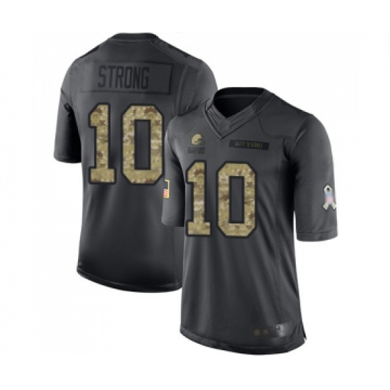 Men's Cleveland Browns 10 Jaelen Strong Limited Black 2016 Salute to Service Football Jersey