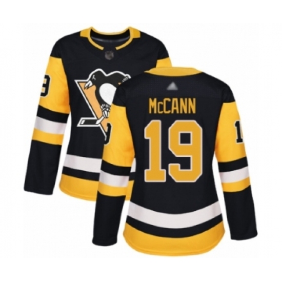 Women's Pittsburgh Penguins 19 Jared McCann Authentic Black Home Hockey Jersey