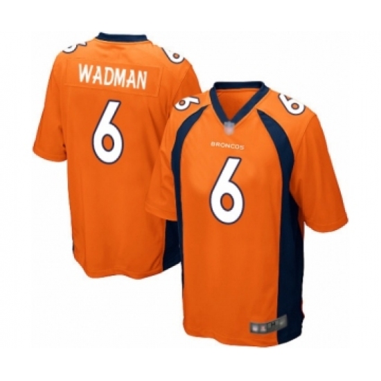 Men's Denver Broncos 6 Colby Wadman Game Orange Team Color Football Jersey