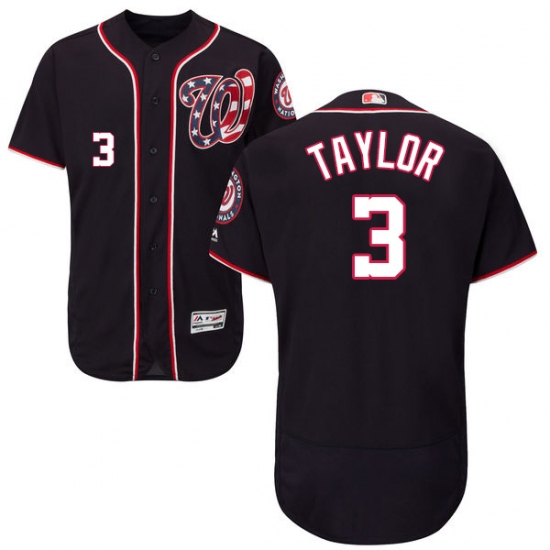 Men's Majestic Washington Nationals 3 Michael Taylor Navy Blue Alternate Flex Base Authentic Collection MLB Jersey