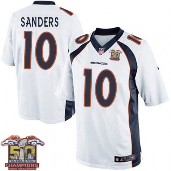 Youth Nike Denver Broncos 10 Emmanuel Sanders Elite White Super Bowl 50 Champions NFL Jersey