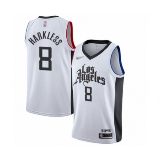 Youth Los Angeles Clippers 8 Moe Harkless Swingman White Basketball Jersey - 2019 20 City Edition