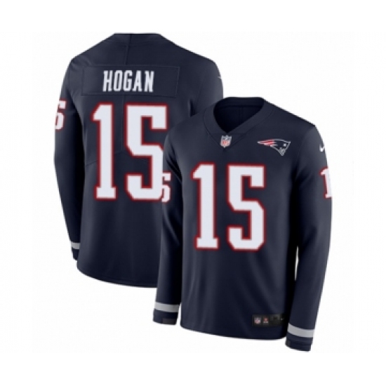 Youth Nike New England Patriots 15 Chris Hogan Limited Navy Blue Therma Long Sleeve NFL Jersey