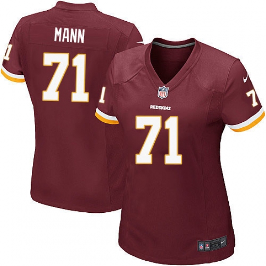 Women's Nike Washington Redskins 71 Charles Mann Game Burgundy Red Team Color NFL Jersey