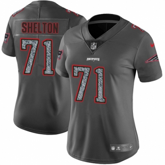 Women's Nike New England Patriots 71 Danny Shelton Gray Static Vapor Untouchable Limited NFL Jersey