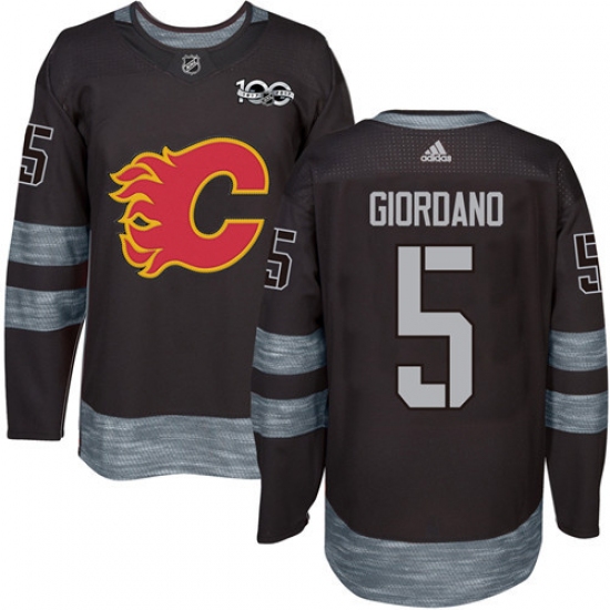 Men's Adidas Calgary Flames 5 Mark Giordano Authentic Black 1917-2017 100th Anniversary NHL Jersey