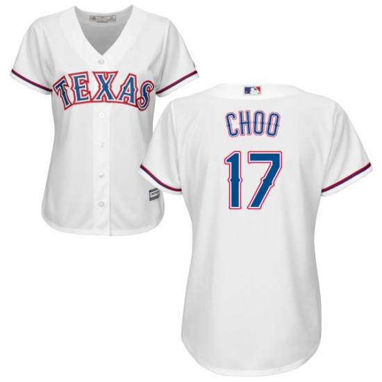 Women's Majestic Texas Rangers 17 Shin-Soo Choo Authentic White Home Cool Base MLB Jersey