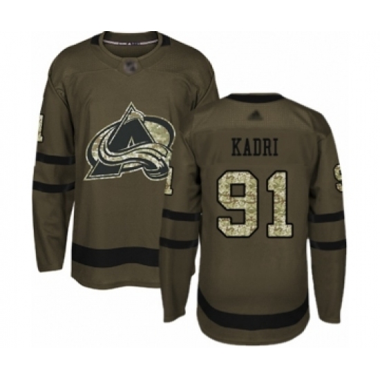 Men's Colorado Avalanche 91 Nazem Kadri Authentic Green Salute to Service Hockey Jersey