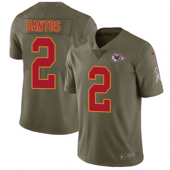 Men's Nike Kansas City Chiefs 2 Cairo Santos Limited Olive 2017 Salute to Service NFL Jersey