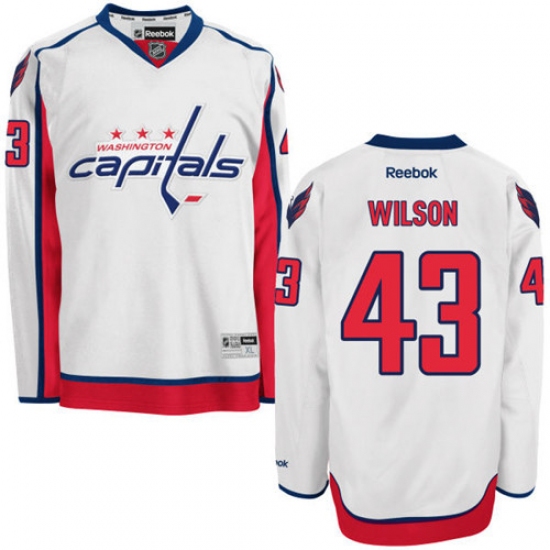 Youth Reebok Washington Capitals 43 Tom Wilson Authentic White Away NHL Jersey