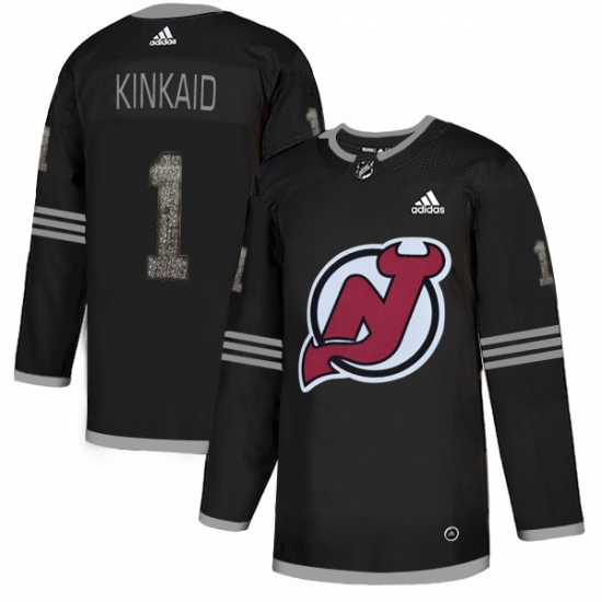 Men's Adidas New Jersey Devils 1 Keith Kinkaid Black Authentic Classic Stitched NHL Jersey
